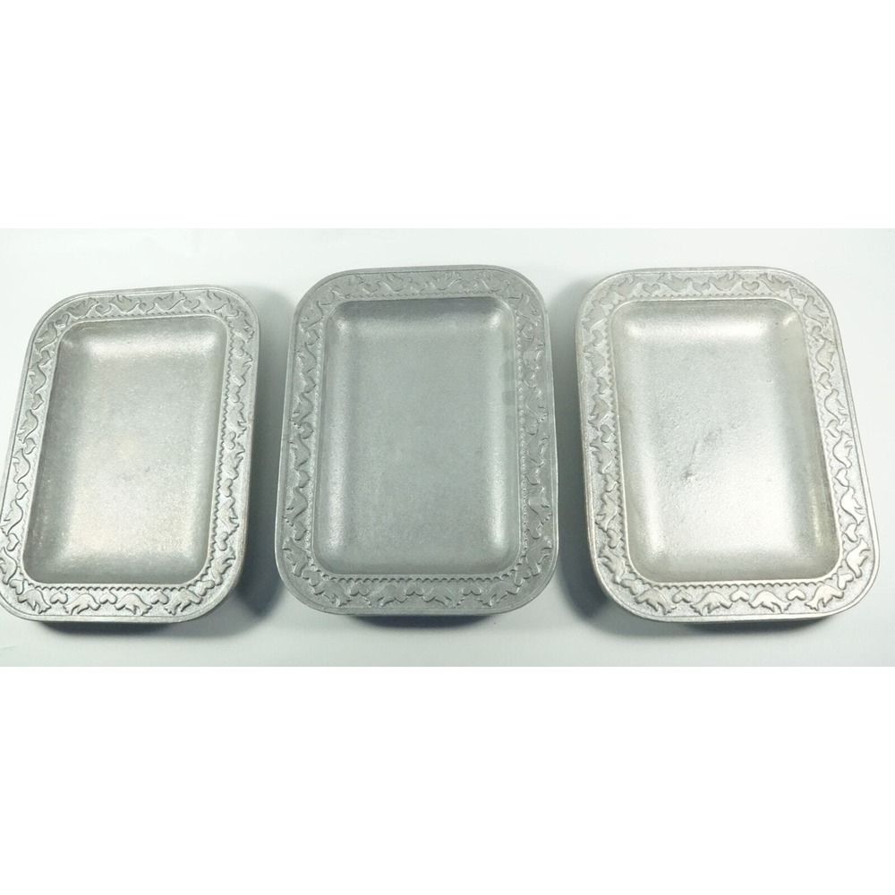 RWP Armetale Wilton Pewter Serving Trays Plates Embossed Birds & Hearts Lot of 3